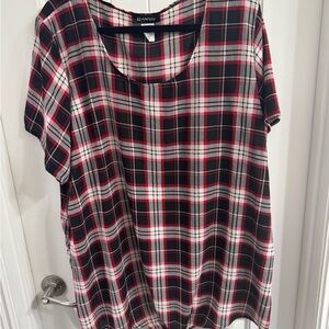 Elizabeth Plus Size 3X Black/Red/White Plaid Top